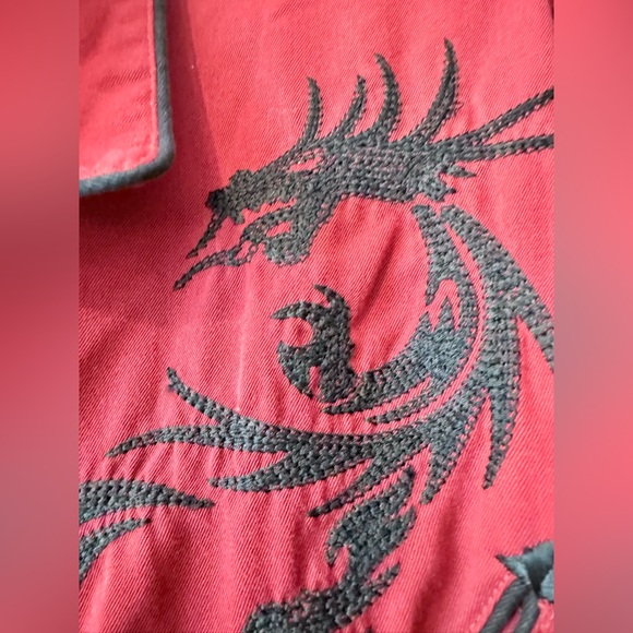 Vintage Scully men’s Large long sleeve snap up red & black Western dragon shirt - Picture 4 of 6